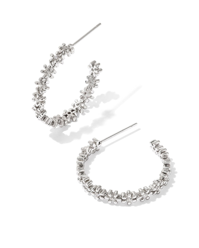 Kendra Scott  Nydia Hoop Earrings - Rhodium White Crystal