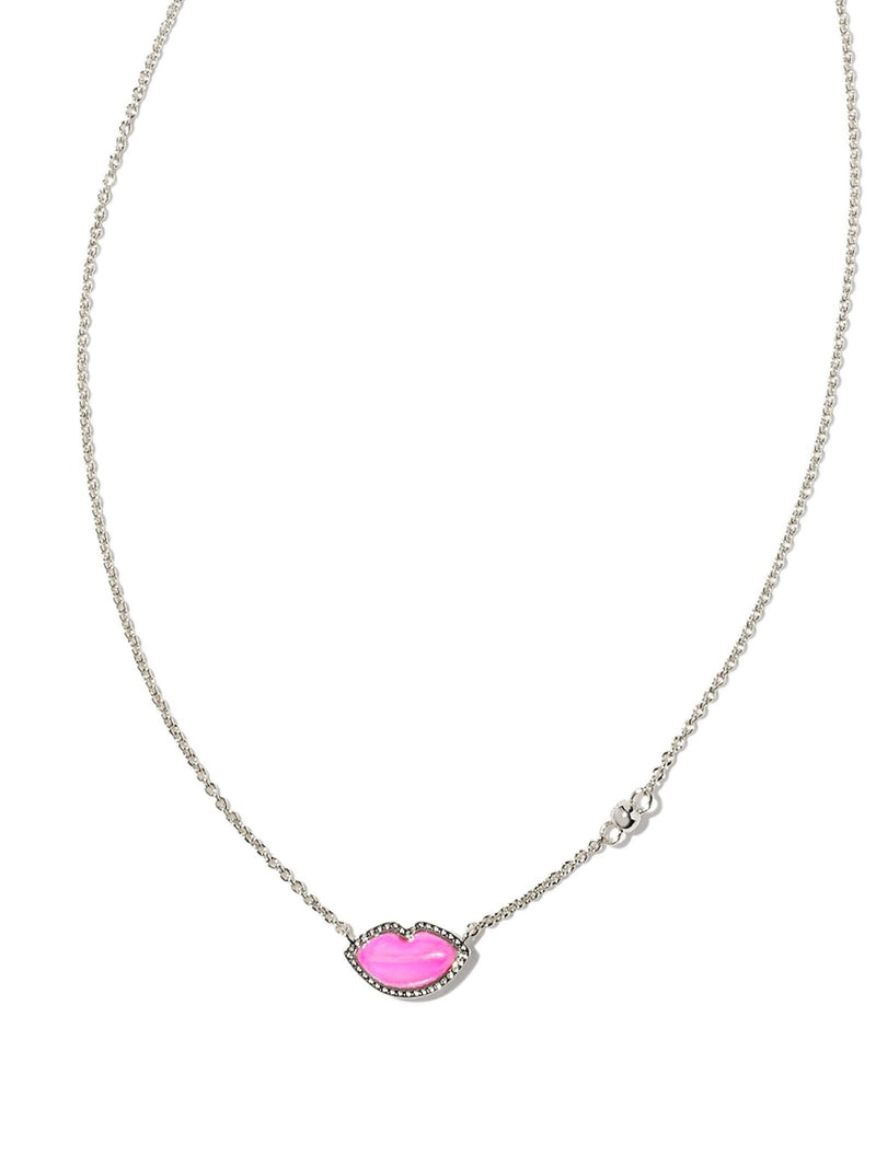 Kendra Scott Lips Pendant Necklace - Silver Hot Pink MOP