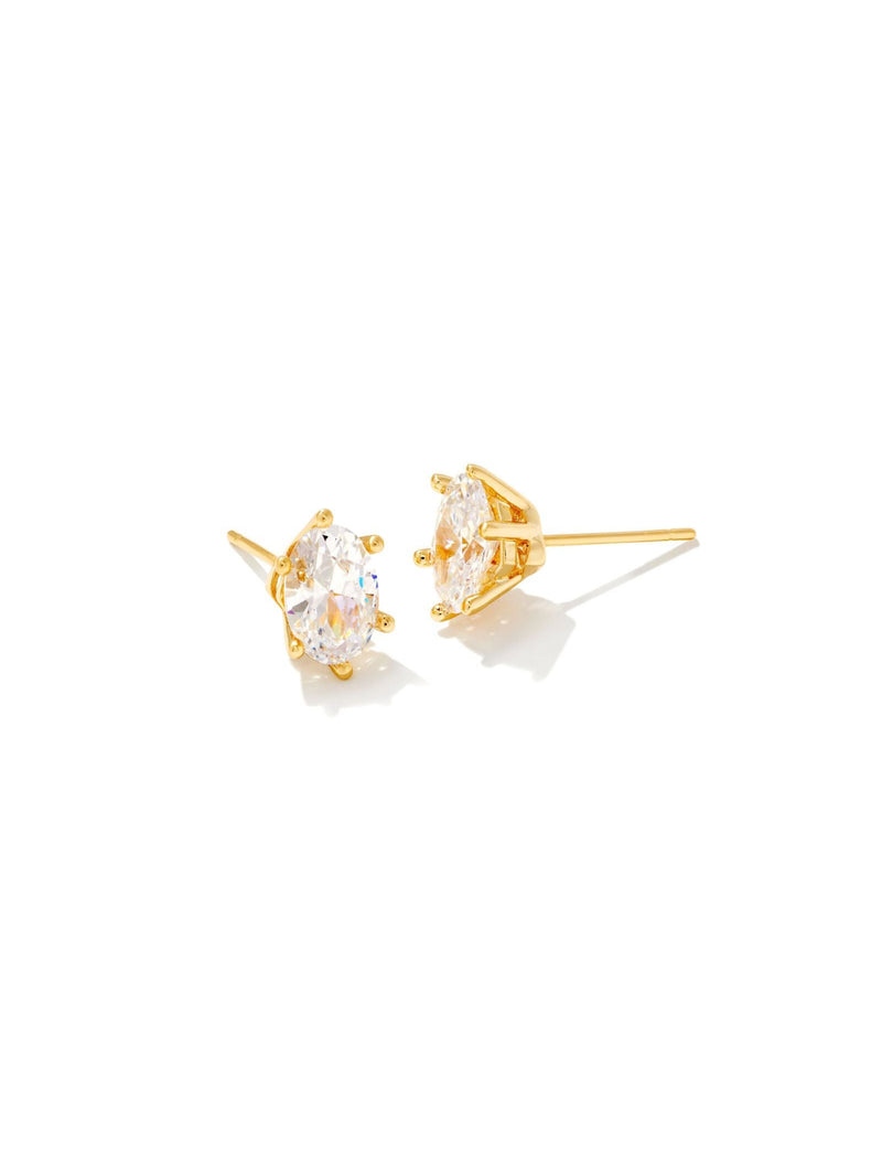 Kendra Scott Cailin Crystal Stud Earrings - Gold White CZ