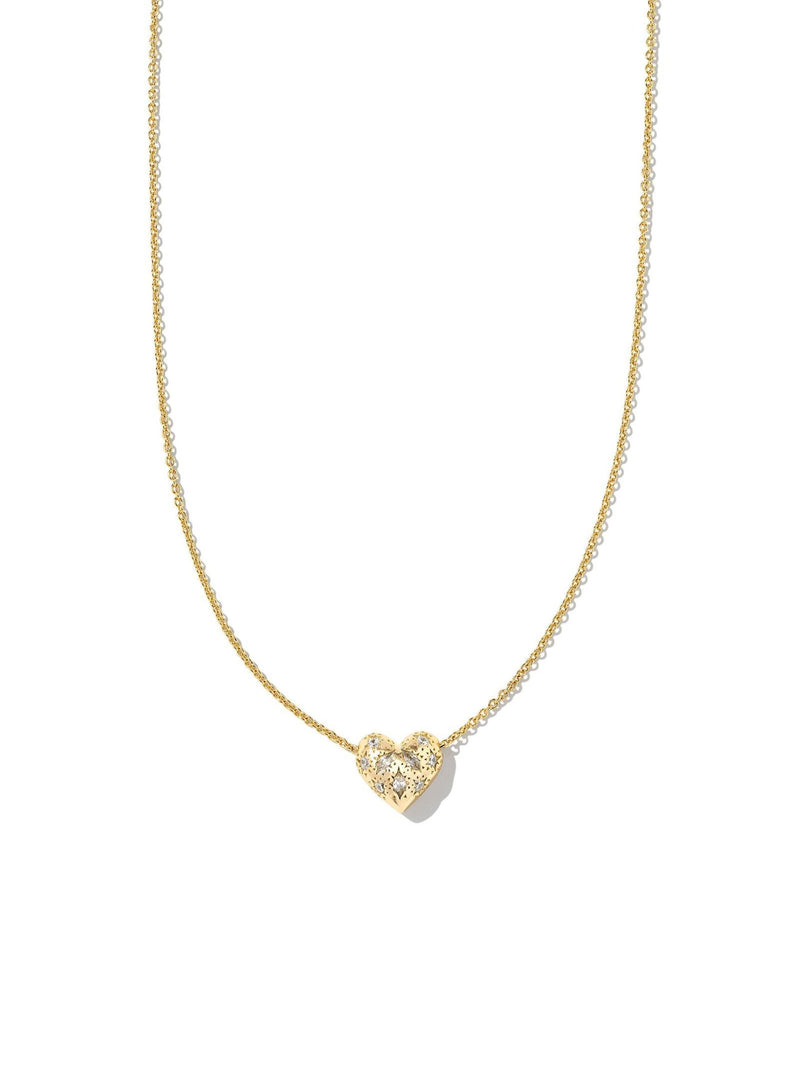 Kendra Scott Holland Heart Pendant Necklace - Gold White Crystal