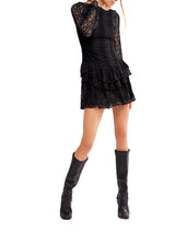 Free People Tabby Lace Mini Dress - Black