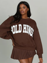 Gold Hinge Wide Arm Sweatshirt - Dark Brown