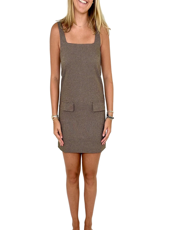 Plaid Mini Slip Dress - Brown