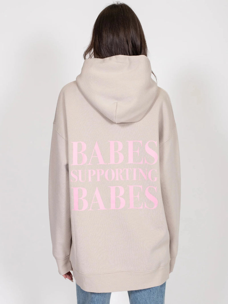 Brunette The Label The Big Sister Hoodie - Oyster and Bubble Gum