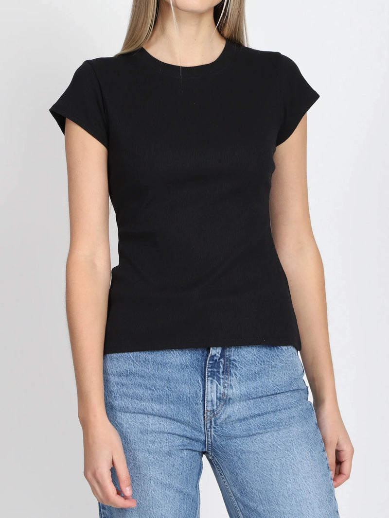 Brunette The Label The Ribbed Fitted Tee - Black