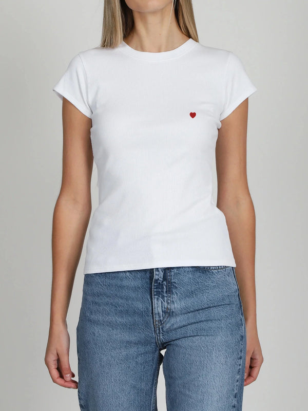 Brunette The Label The "HEART" Ribbed Fitted Tee - White