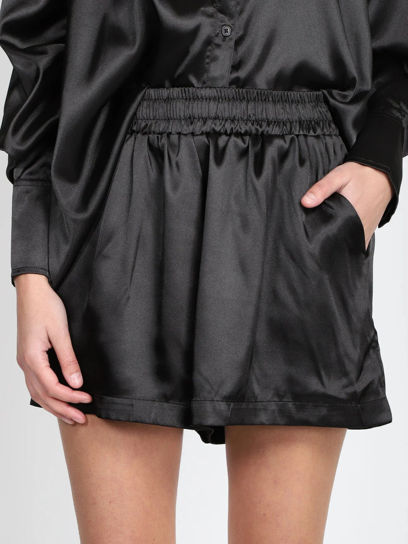 Brunette The Label Best Friend Silk Shorts - Black