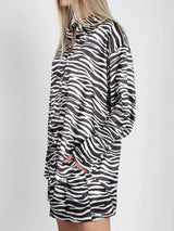 Brunette The Label Silk Button Up Top - Zebra