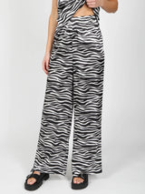Brunette The Label Silk Straight Leg Pant - Zebra