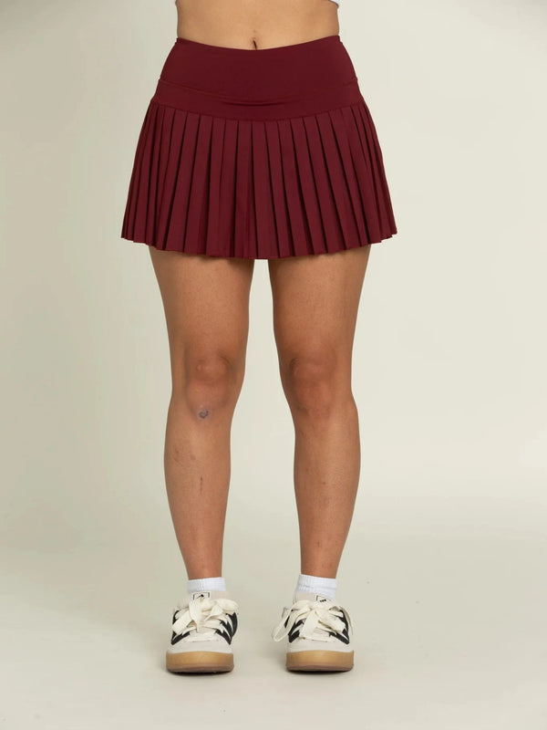 Gold Hinge Pleated Tennis Skirt 15" - Maroon