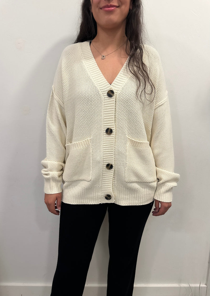 Timeless Threads Oversized Cardigan - Cream