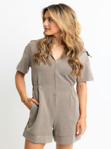 Karlie Knit Zip Novelty Romper - Taupe