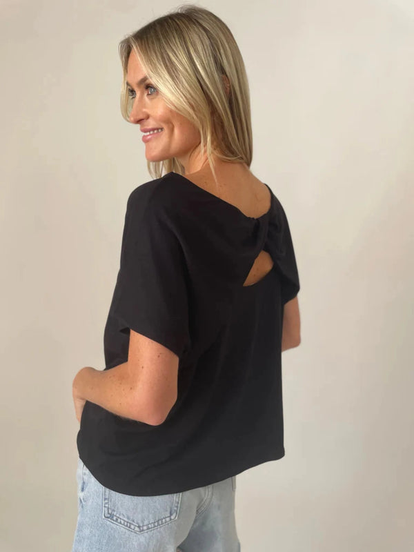 Six/Fifty Kelsey Twist Back Tee - Black