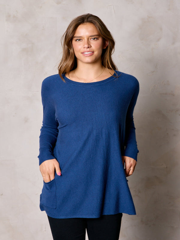 Oversized Pocket Bliss Sweater - Navy