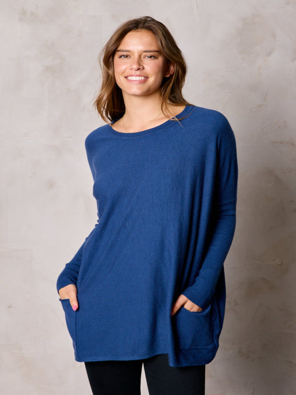 Oversized Pocket Bliss Sweater - Navy