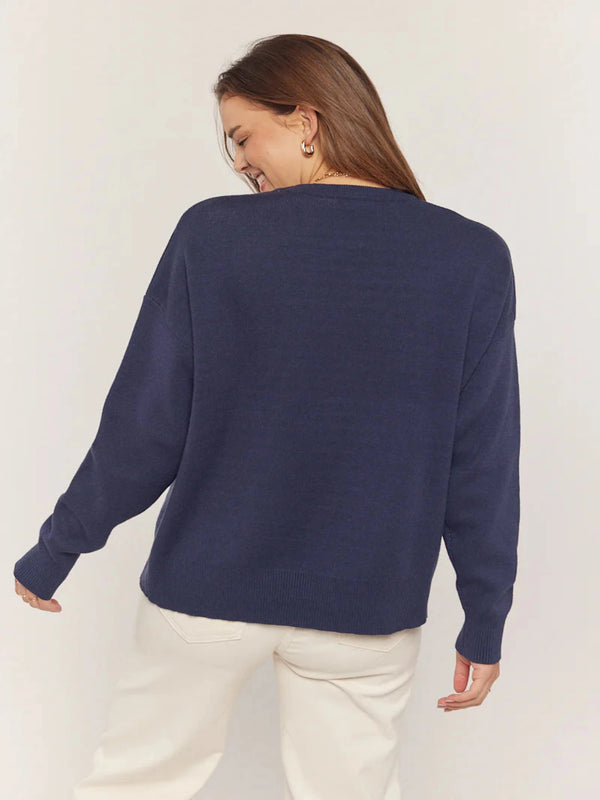 Dallas Jacquard Sweater - Dark Navy