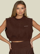 Gold Hinge Mock Neck Sleeveless Top - Dark Brown