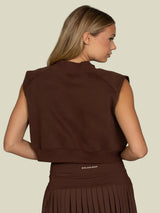 Gold Hinge Mock Neck Sleeveless Top - Dark Brown