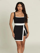 Gold Hinge Lined Active Dress - Black/White