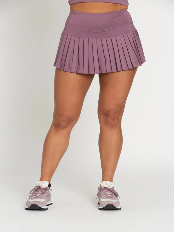 Gold Hinge Pleated Tennis Skirt - Plum