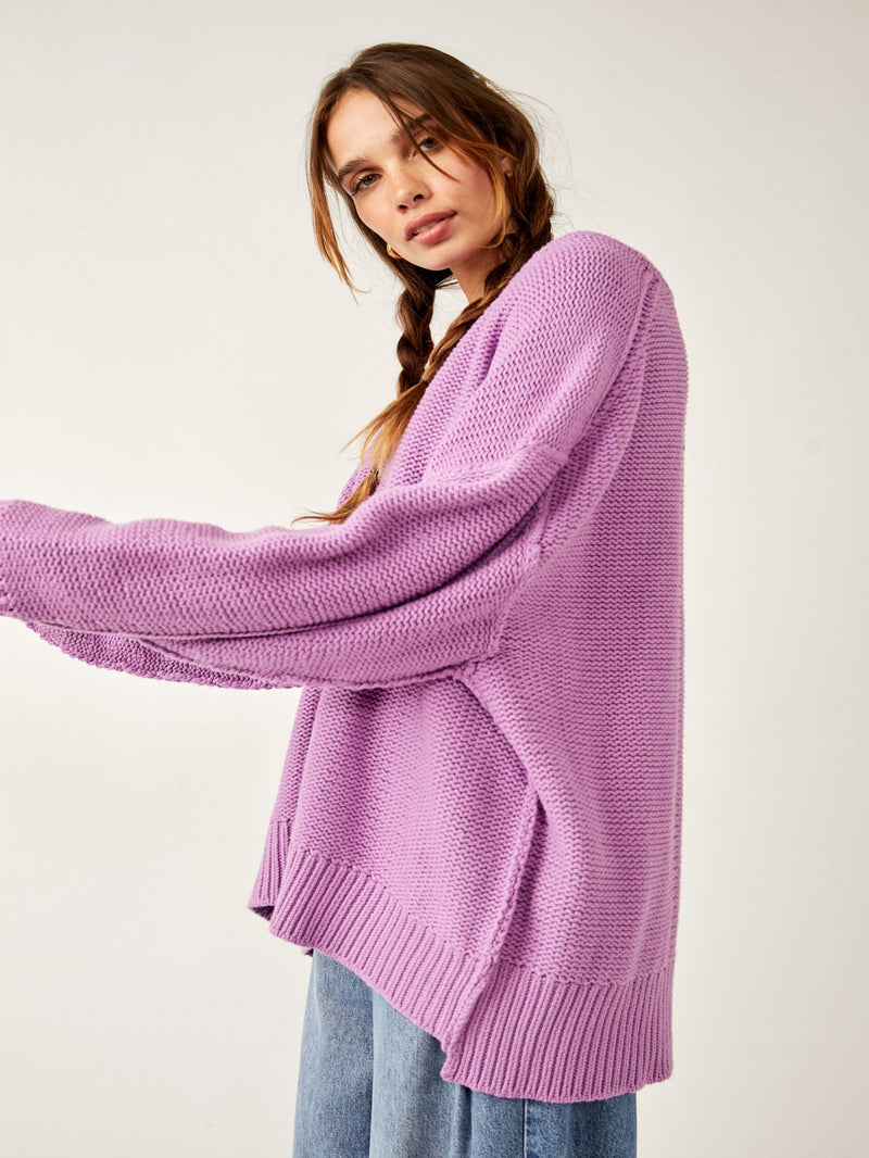 Free People Alli V Neck Sweater - Iris Orchid