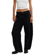 Free People Good Luck Mid Rise Barrel Jeans - Soundwave