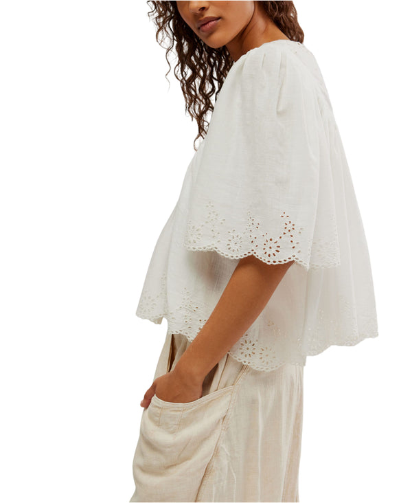 Free People Costal Eyelet Top - Bright White