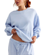 Free People Slow It Down Pullover - Peri Ice
