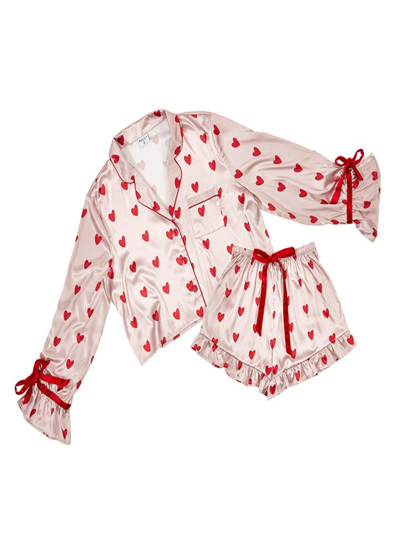 Heart To Heart PJ Set - Light Rose Pink/Red