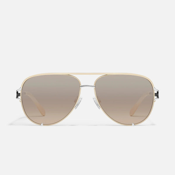 Quay High Key Twist Sunglasses - Silver Frame / Silver Champagne Flash Lens