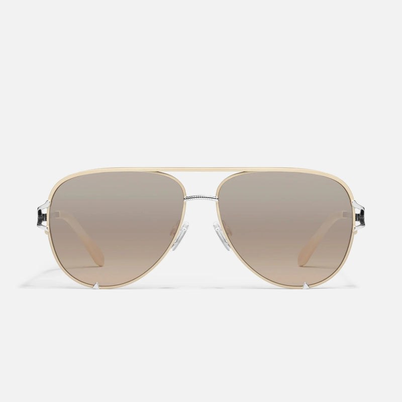 Quay High Key Twist Sunglasses - Silver Frame / Silver Champagne Flash Lens