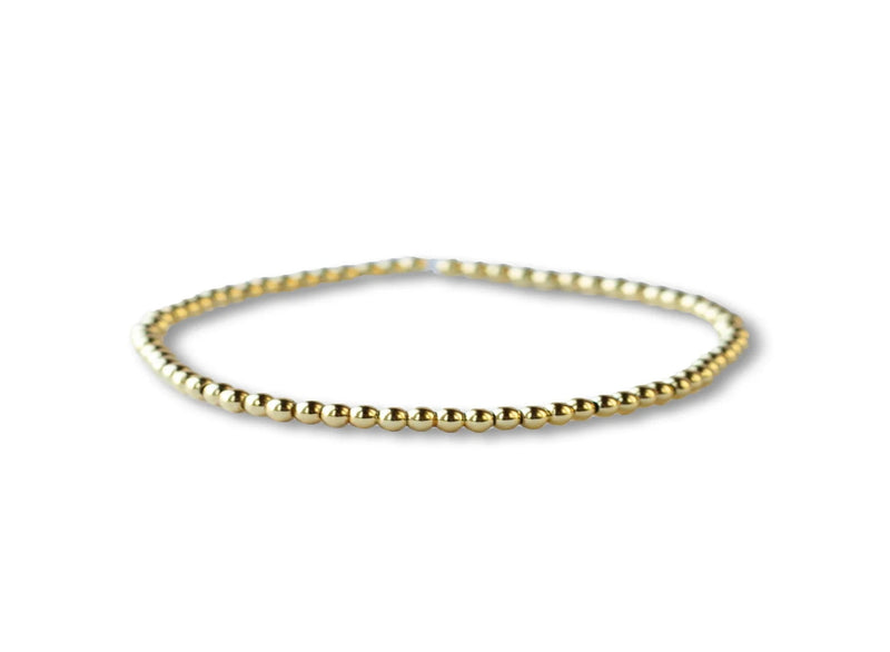 Classic 3mm Beaded Smooth Bracelet - Gold