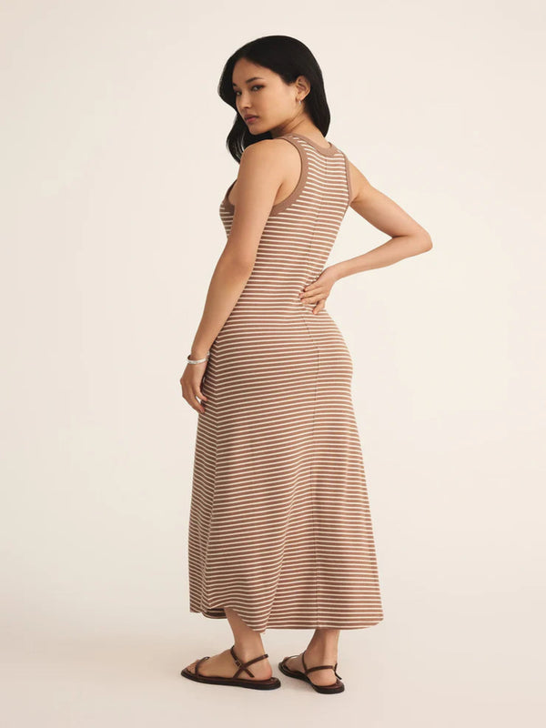 Z Supply Goodwin Stripe Midi Dress - Iced Coffee