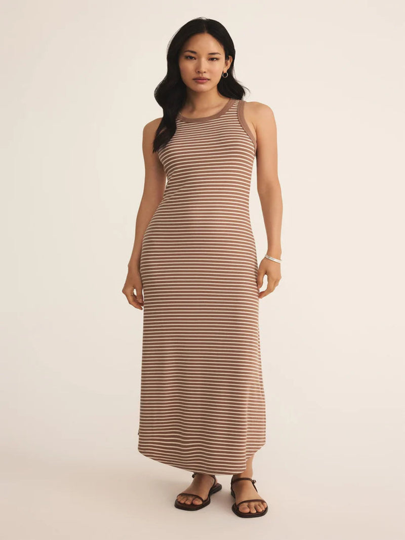 Z Supply Goodwin Stripe Midi Dress - Iced Coffee