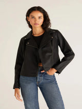 Z Supply Trina Faux Leather Moto Jacket - Black