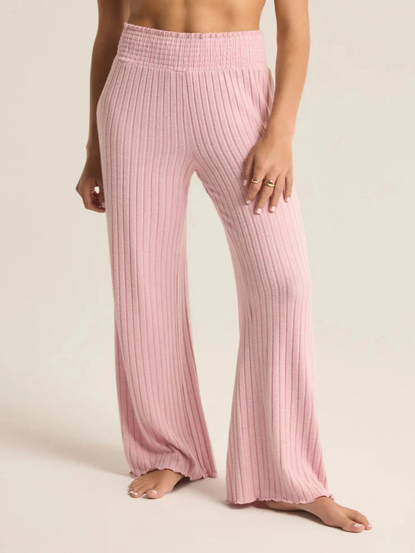 Z Supply Dawn Smocked Rib Pant - Sunset Mauve