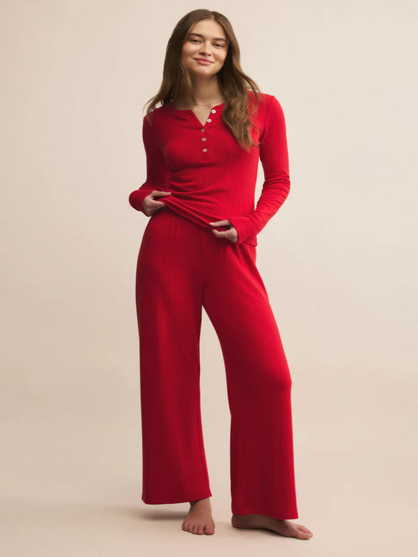 Z Supply Holly Pointelle LS Top - Festive Red
