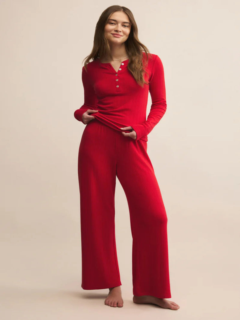 Z Supply Holly Pointelle LS Top - Festive Red