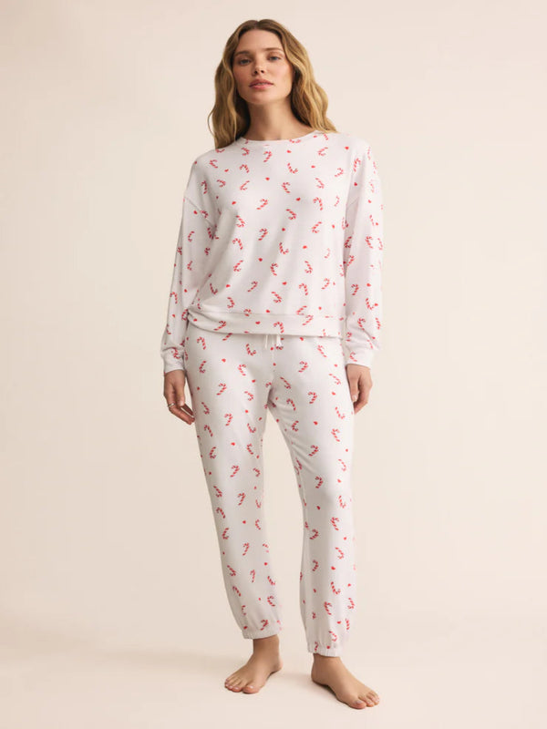 Z Supply Cozy Candy Cane PJ Set - White