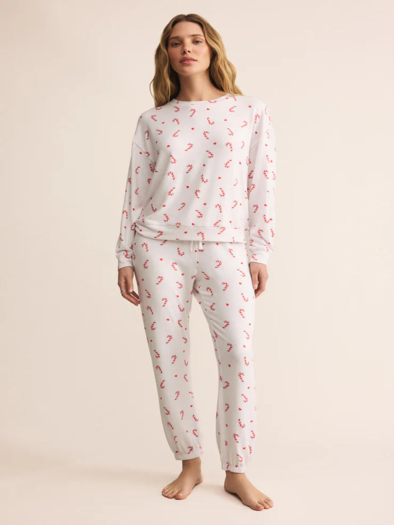 Z Supply Cozy Candy Cane PJ Set - White