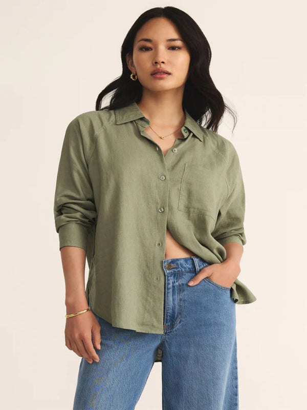 Z Supply The Perfect Linen Top - Avocado