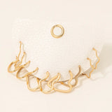 Half Display Pad Studs And Hoops Earrings Set - Gold