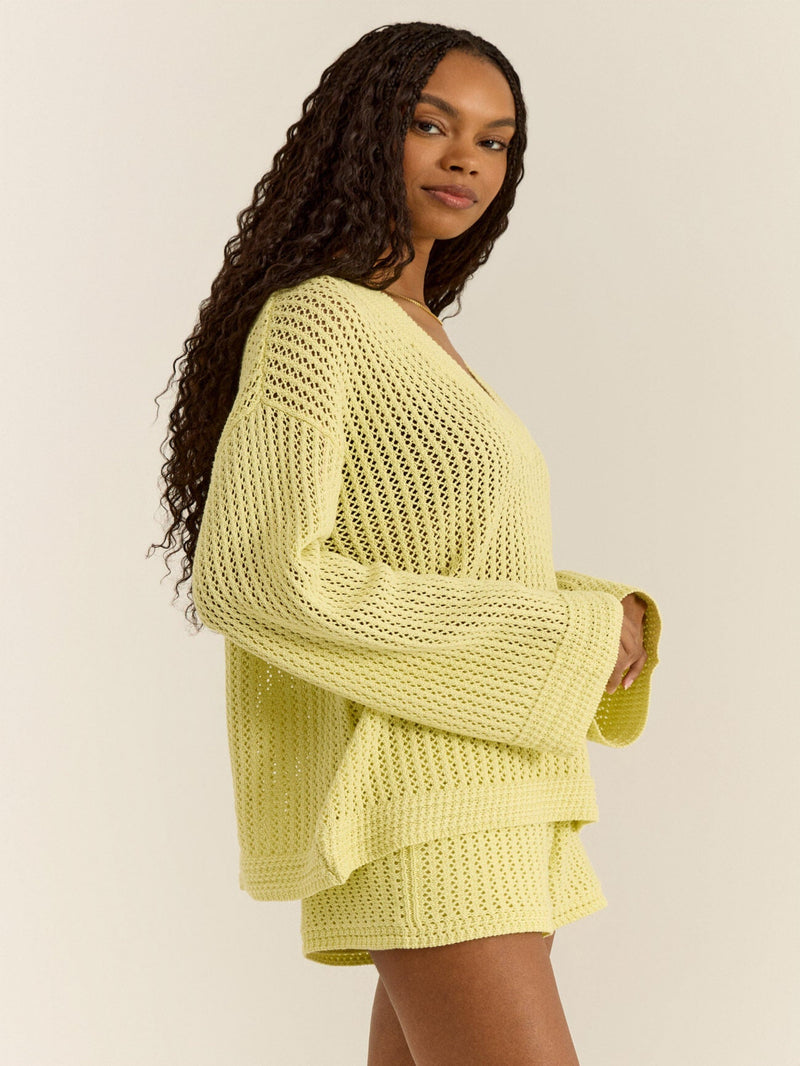 Z Supply Kiami Crochet Sweater - Limeade