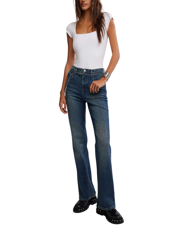 Free People Sabine Slim A Line Jeans - Hibernate