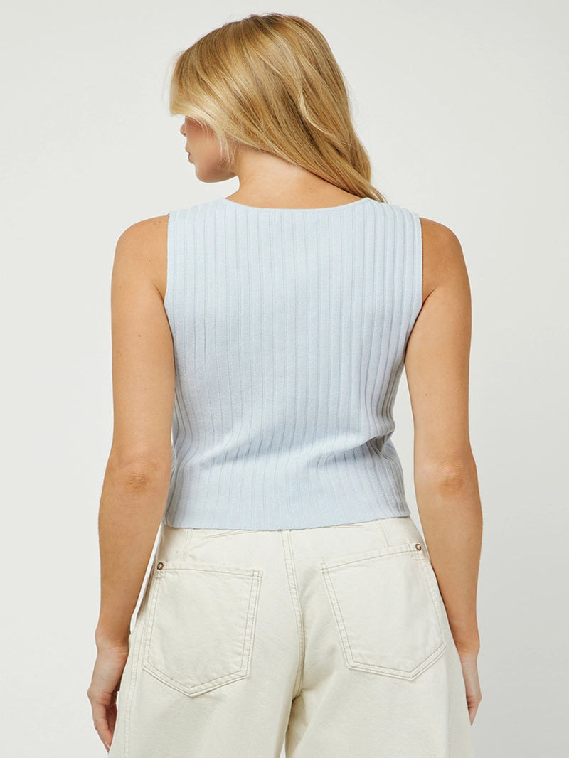 The Everyday Ribbed Top - Sky – The English Rose Boutique
