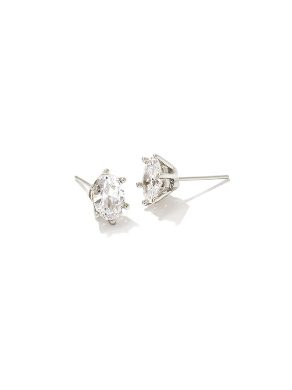 Kendra Scott Cailin Crystal Stud Earrings - Silver White CZ