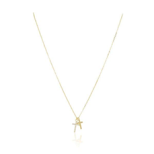 Sahira Double Cross Necklace - Gold