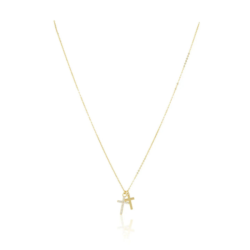Sahira Double Cross Necklace - Gold