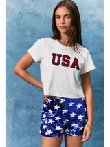 USA Short Sleeve Round Neck - White