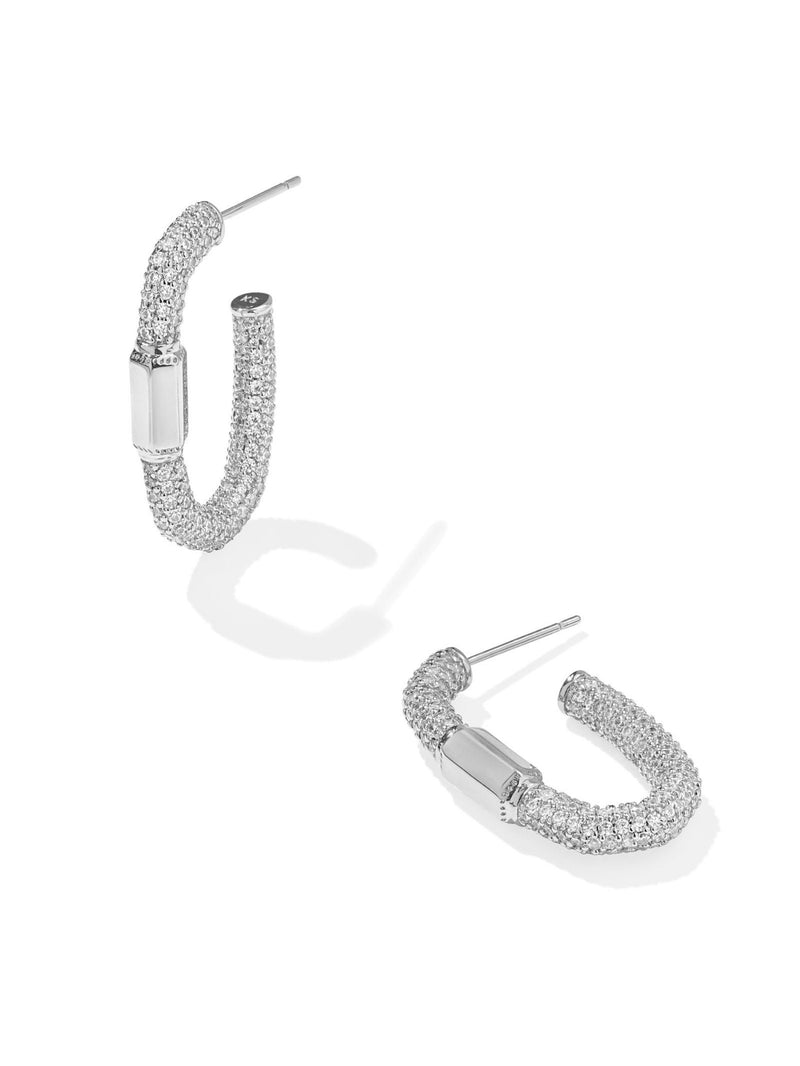 Kendra Scott Emery Hoop Earrings - Silver White Crystal